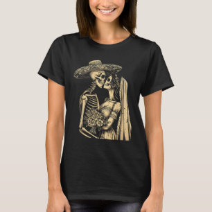 Dia De Muertos Sugar Skull Couple Skeleton Bride W T-Shirt