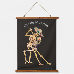 Día de Muertos Wandteppich Mit Holzrahmen
