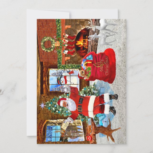 Día de Navidad con Papá Weihnachten Einladung (Vorderseite)