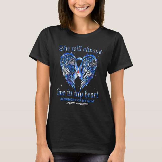 Diabetes Angel Wing In Memory Of My Mom T-Shirt (Vorderseite)