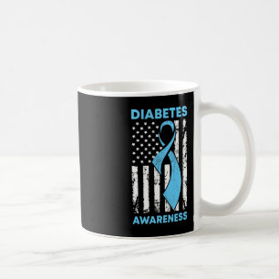 Diabetes Awareness American Flag Blue Ribbon T1 Kaffeetasse