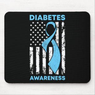 Diabetes Awareness American Flag Blue Ribbon T1 Mousepad