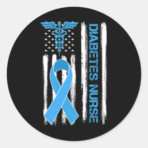 Diabetes Awareness American Flag Diabetes Nururure Runder Aufkleber