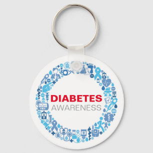 Diabetes Awareness blue circle with symbols Schlüsselanhänger
