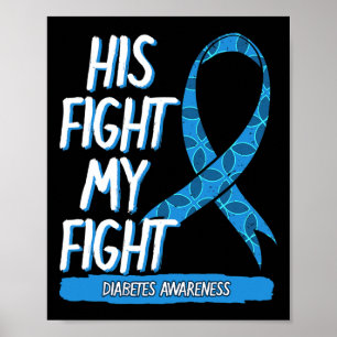 Diabetes Awareness Blue Fight Ribbon DM Diabetiker Poster
