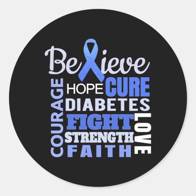 Diabetes Awareness Blue Ribbon Diabetes Runder Aufkleber (Vorderseite)