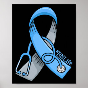 Diabetes Awareness Blue Ribbon Pflege RN Li Poster