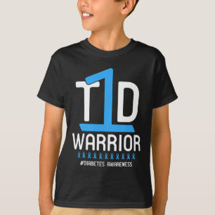 Diabetes Awareness Blue Ribbon T1D Krieger T-Shirt