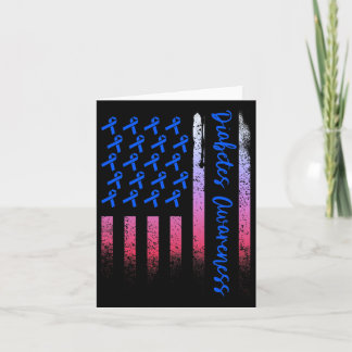 Diabetes Awareness Blue Ribbon US American Flag D Karte