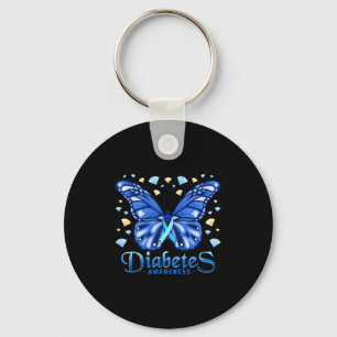 Diabetes Awareness Butterfly Blue Ribbon Unterstüt Schlüsselanhänger