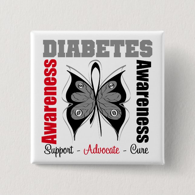Diabetes Awareness Butterfly Button (Vorderseite)