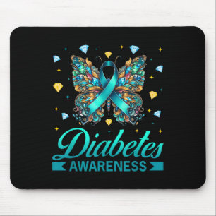 Diabetes Awareness Butterfly Diabetes Blue Ribbon Mousepad