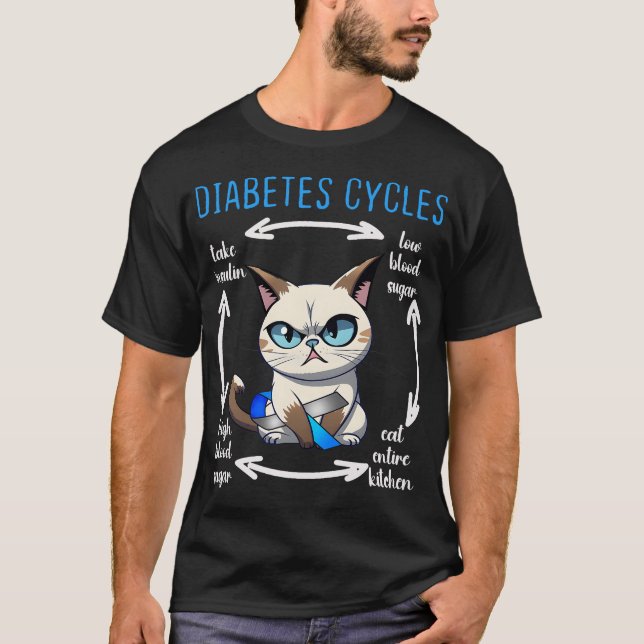 Diabetes Awareness Funny Cat Cycle Diabetic Life S T-Shirt (Vorderseite)