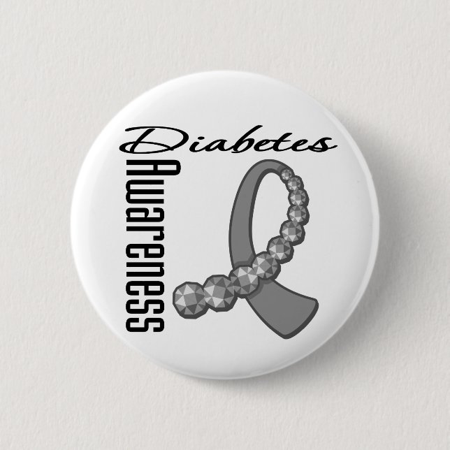 Diabetes Awareness Gemstone Ribbon Button (Vorderseite)