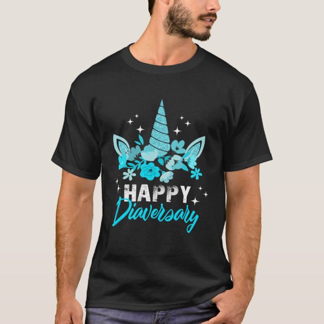 Diabetes Awareness Happy Diaversary Unicorn Cute T T-Shirt (Vorderseite)