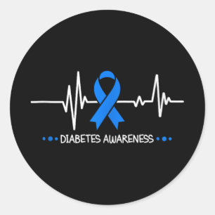 Diabetes Awareness Heartbeat Warrior Survivor Supr Runder Aufkleber