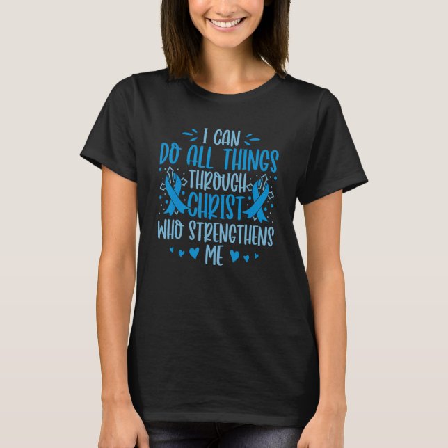Diabetes Awareness I Can Do All Things T1D Warrior T-Shirt (Vorderseite)