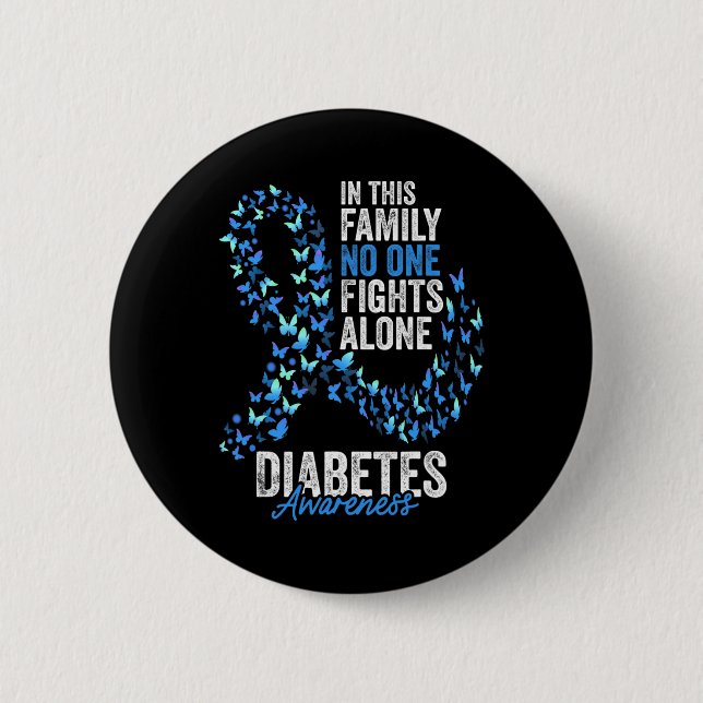 Diabetes Awareness Mont Butterfells Blue Ribbon Button (Vorderseite)