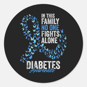 Diabetes Awareness Mont Butterfells Blue Ribbon Runder Aufkleber