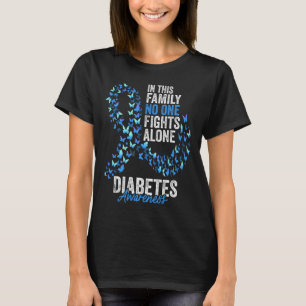 Diabetes Awareness Mont Butterfells Blue Ribbon T-Shirt