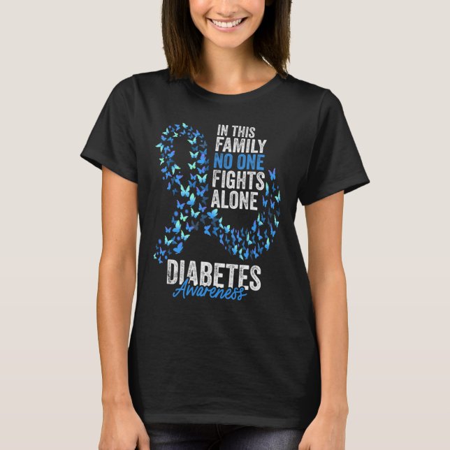 Diabetes Awareness Mont Butterfells Blue Ribbon T-Shirt (Vorderseite)