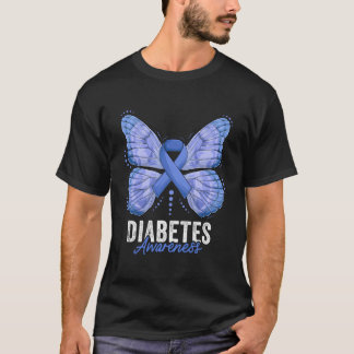 Diabetes Awareness Montag Schmetterling Dark Blue T-Shirt