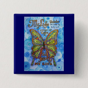 Diabetes Awareness my Life Butterfly Art Gedicht B Button