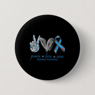 Diabetes Awareness Peace Liebe Cure Button