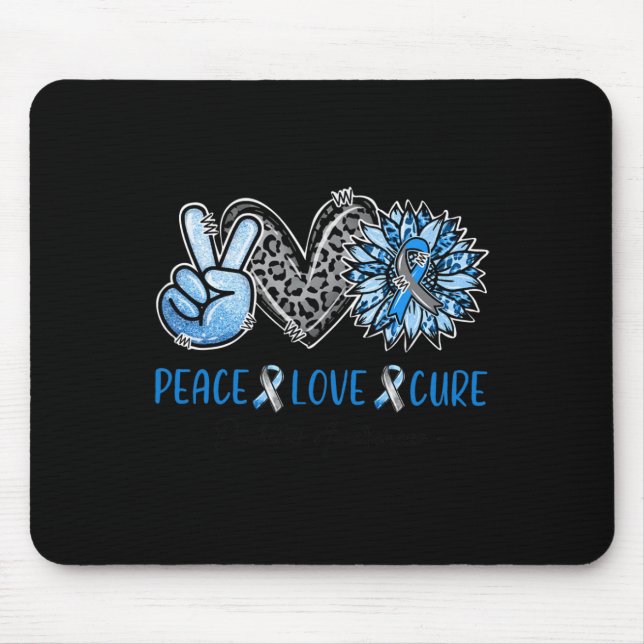 Diabetes Awareness Peace Liebe Cure Leopard Blue S Mousepad (Vorne)