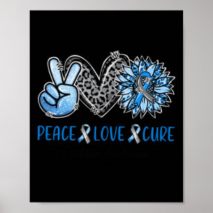 Diabetes Awareness Peace Liebe Cure Leopard Blue S Poster