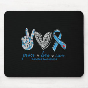 Diabetes Awareness Peace Liebe Cure Mousepad