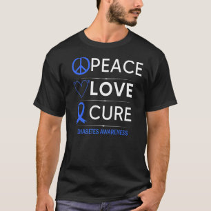 Diabetes Awareness Peace Liebe heilen Disabetic Bl T-Shirt