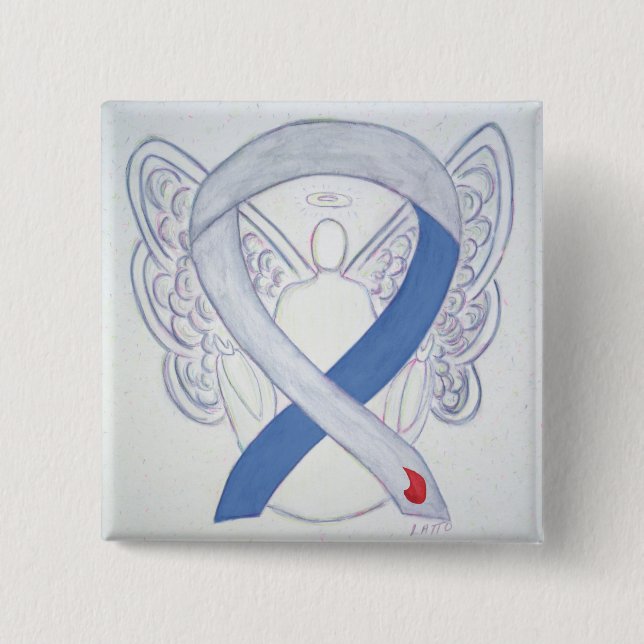 Diabetes Awareness Ribbon Custom Angel IDDM Button (Vorderseite)