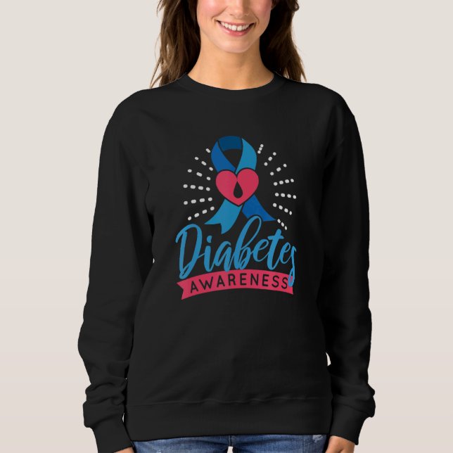 Diabetes Awareness Ribbon Drop Herz Abzeichen Sweatshirt (Vorderseite)