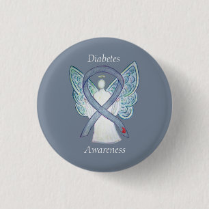 Diabetes Awareness Ribbon Engel Customized Art But Button