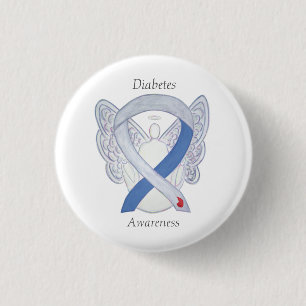 Diabetes Awareness Ribbon Engel Customized Art But Button