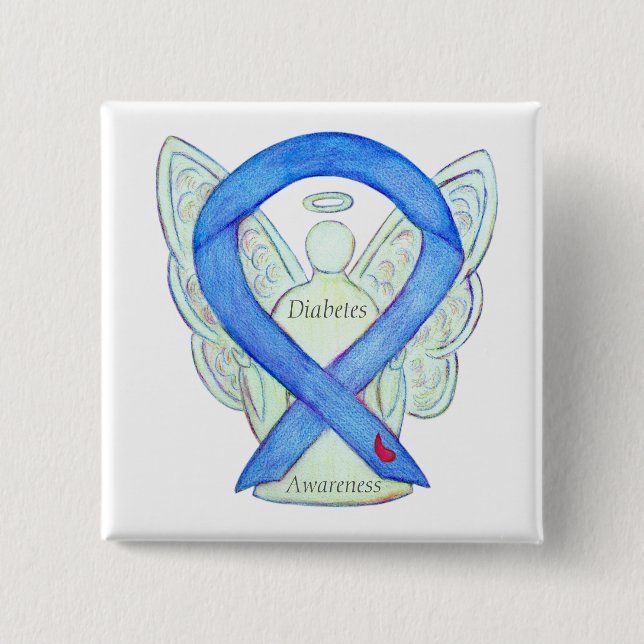 Diabetes Awareness Ribbon Engel Customized Art But Button (Vorderseite)