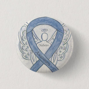 Diabetes Awareness Ribbon Engel Customized Art But Button