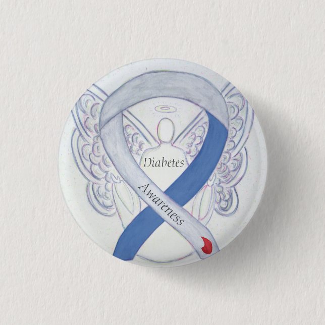 Diabetes Awareness Ribbon Engel Customized Art But Button (Vorderseite)