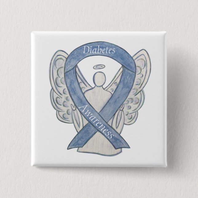 Diabetes Awareness Ribbon Engel Customized Art But Button (Vorderseite)