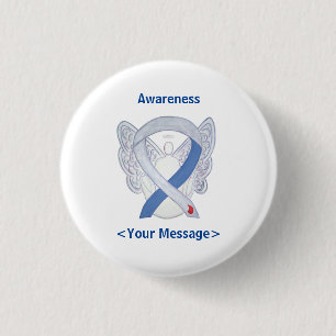 Diabetes Awareness Ribbon IDDM Angel Button