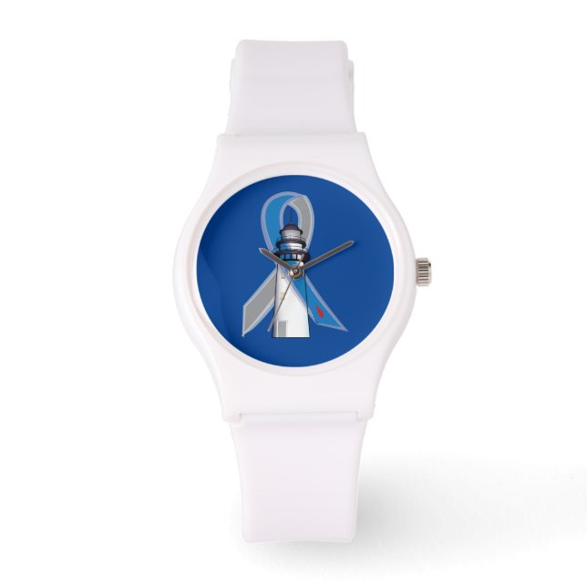 Diabetes Awareness Ribbon Leuchtturm der Hoffnung Armbanduhr (Vorderseite)