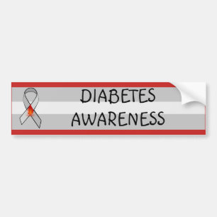 Diabetes Awareness Rot und Grau Awareness Ribbon Autoaufkleber