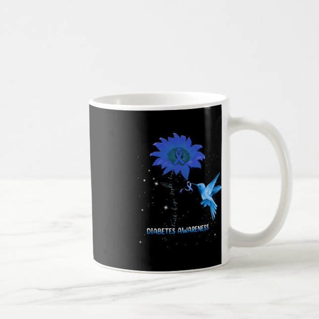 Diabetes Awareness Sunflower Lover Hummingbird Rib Kaffeetasse (Rechts)