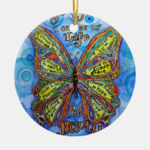 Diabetes Awareness Support Butterfly Art Ornament