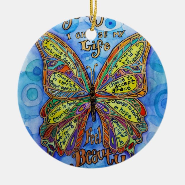 Diabetes Awareness Support Butterfly Art Ornament (Vorne)