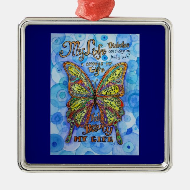 Diabetes Awareness Support Butterfly Art Ornament (Vorne)