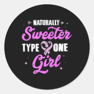 Diabetes Awareness Sweeter Typ 1 Girl Geschenk T-S Runder Aufkleber