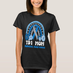 Diabetes Awareness T1d Mama Blue Sunflower Ribbon T-Shirt