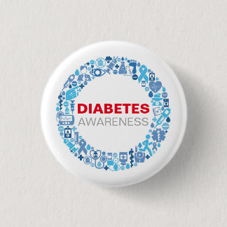 Diabetes Awarenss Blue Circle with Symbols Button